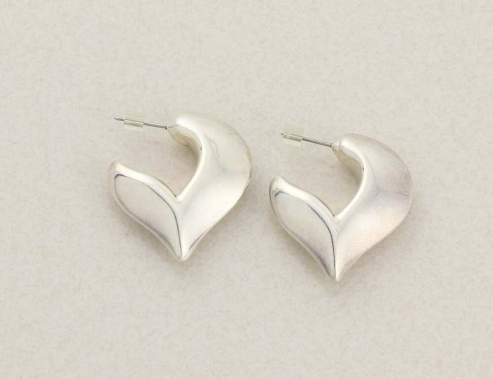 Sterling Silver Puffy Hoop Earrings 1 1/4" inch Hoops